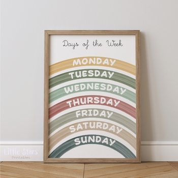 Preview of EARTH TONES Weekdays Poster - Days of the week - Classroom Decor - Nursery Decor