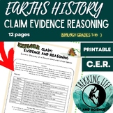 EARTHS HISTORY EVOLUTION: CER CLAIM EVIDENCE REASONING:#BE