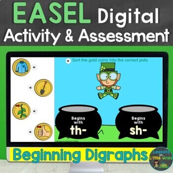 Preview of EASEL Beginning Digraphs ch, sh, th, wh Activity & Assessment St. Patrick's Day
