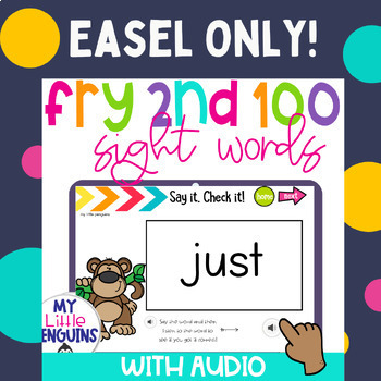 Preview of EASEL ONLY Fry 2nd 100 Flashcards with AUDIO Digital Resource