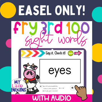 Preview of EASEL ONLY Fry 3rd 100 Flashcards with AUDIO Digital Resource