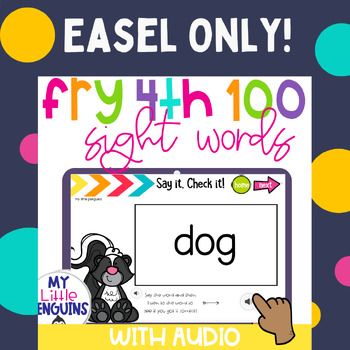 Preview of EASEL ONLY Fry 4th 100 Flashcards with AUDIO Digital Resource