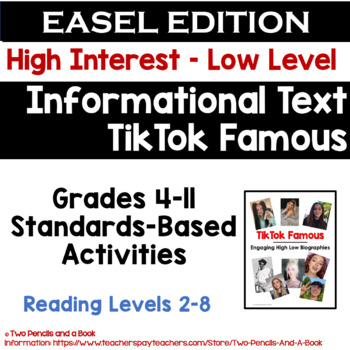 Preview of EASEL: TikTok FamousDifferentiated Standards-Based & Reading Comprehension