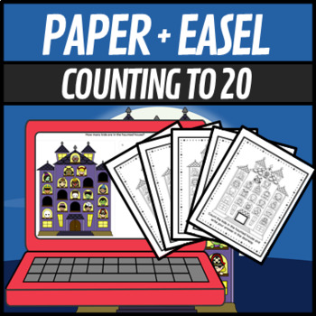 Preview of EASEL and PAPER based Halloween Counting to 20 Ghosts in Haunted House