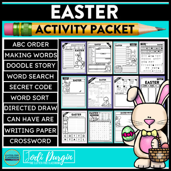 Preview of EASTER ACTIVITY PACKET word search early finisher activities writing worksheets