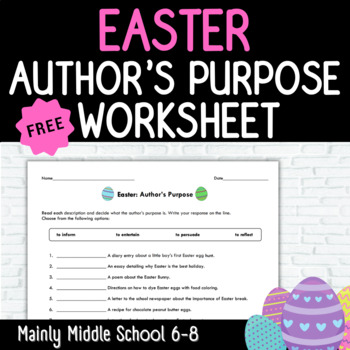 Preview of EASTER Author's Purpose Worksheet {FREEBIE}