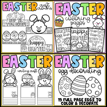 Preview of EASTER BUNDLE - Easter Crowns, Writing Craft, Coloring Pages, and Egg Decorating