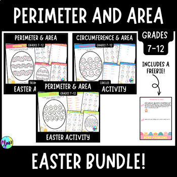 Preview of EASTER BUNDLE | Perimeter and Area of Shapes | Middle to High School Math