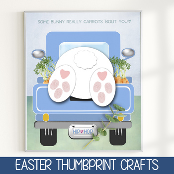 Preview of EASTER BUNNY CRAFT, GRADE 1 HANDPRINT ART, EARLY ELEMENTARY EDUCATIONAL RESOURCE