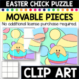 EASTER CHICK DIGITAL SQUARE TILE PUZZLE Moveable Pieces Clip Art