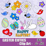 EASTER CUTIES - CLIP ART- PNG and JPG files -Instant Download-