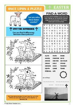 Preview of EASTER, Christian, Faith, Puzzle set, crossword puzzles, UK English A4 printable