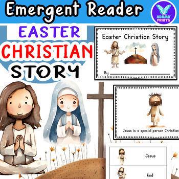 Preview of EASTER Christian Jesus Story - Emergent Reader Kindergarten Mini Book NO PREP