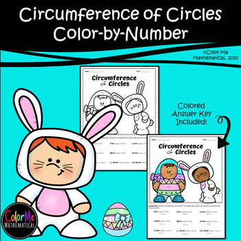 Preview of EASTER!! Circumference of a Circle Color by Number Geometry Worksheets