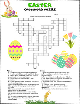 Preview of EASTER Crossword Puzzle Worksheet Activity - Quiz with Clues/Definitions No Prep