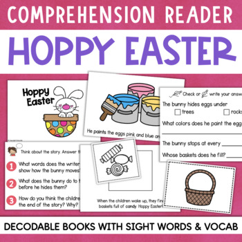 Preview of EASTER Decodable Reader Comprehension Sight Words Interactive Mini Book