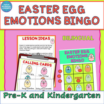 Preview of EASTER EGG BINGO GAME FEELINGS AND EMOTIONS BILINGUAL PRESCHOOL AND KINDERGARTEN