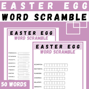 EASTER EGG WORD SCRAMBLE PUZZLE WORKSHEETES ACTIVITIES FOR KIDS TPT