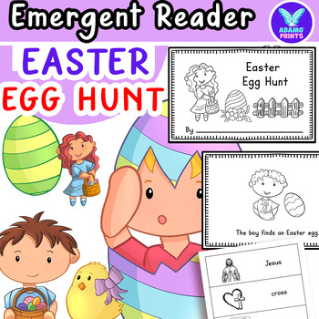 Preview of EASTER Egg Hunt -Emergent Reader Kindergarten First Grade Mini Book NO PREP