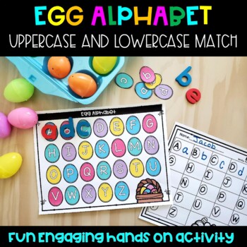 Preview of EASTER Egg Letter Alphabet Match Uppercase/ Lowercase - Math Centers, Fine motor