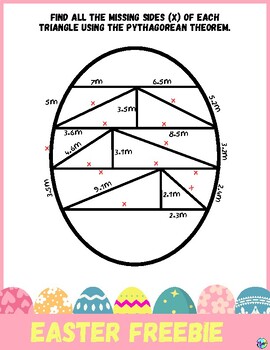 Preview of EASTER FREEBIE! Pythagorean Theorem of an Easter Egg's Patterns