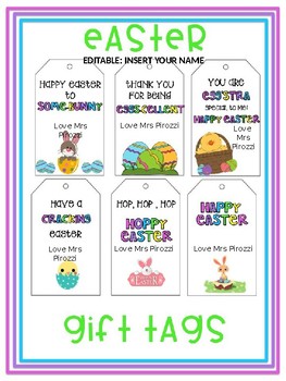 Crazy Straw Easter Gift Printable Tag, Easter Egg, Gift Tag, Party Favor,  Easter Gift for Kids, School Gift, Easter SET OF 6 EDITABLE 