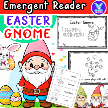 Preview of EASTER Gnome -Emergent Reader Kindergarten First Grade Mini Book NO PREP