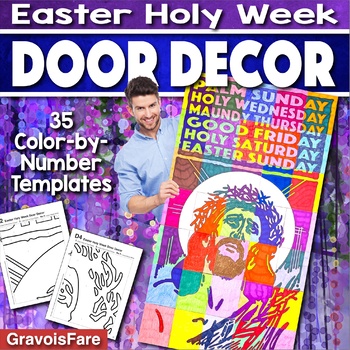 Preview of EASTER HOLY WEEK Door Decor Activity: Collaborative Poster and Bulletin Board