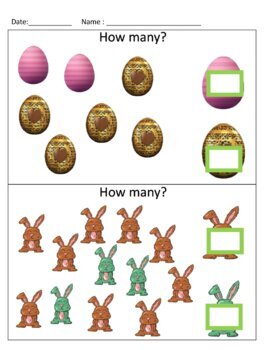 EASTER-How many? Count Numbers 1 to 10 – Cut and Paste Worksheets