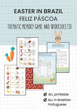 Preview of EASTER IN BRAZIL (FELIZ PÁSCOA) THEMATIC MEMORY GAME AND WORKSHEETS