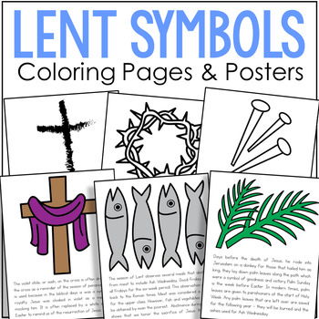 Preview of EASTER LENT SYMBOLS Coloring Pages & Posters | Catholic Church Activity