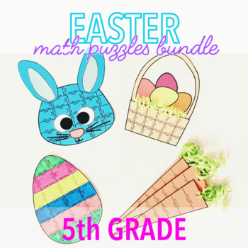 Preview of EASTER MATH ACTIVITIES - FIFTH GRADE PUZZLE BUNDLE