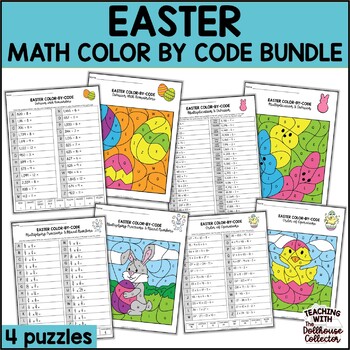 Preview of EASTER MATH COLOR BY CODE WORKSHEETS BUNDLE for Upper Elementary Students