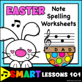 EASTER Note Spelling Music Worksheets: Treble Clef Note Na