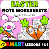 EASTER Note Worksheets Treble Clef Bass Clef Easter Music 