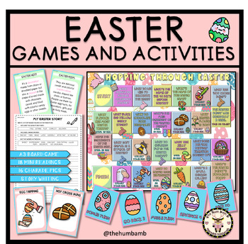Preview of EASTER PACK ACTIVITIES BOARD GAME, READING, WRITING AND CHARADES - THE HUM BAM B