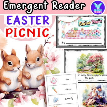 Preview of EASTER Picnic -Emergent Reader Kindergarten First Grade Mini Book NO PREP