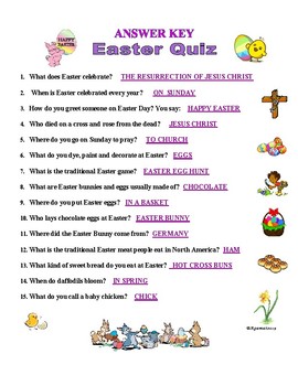 Easter Quiz Match Definitions Questions With Words By Agamat