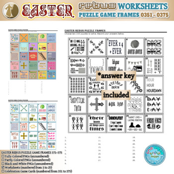Preview of EASTER Rebus Puzzle Game Frames 351–375 Worksheets