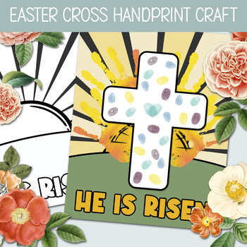 Preview of EASTER STORY CRAFT, JESUS CROSS FINGERPRINT ART, CHRISTIAN HOMESCHOOL PRINTABLES