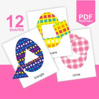 Preview of EASTER Shapes Montessori Flashcards, Pattern Match Activity, shapes sorting