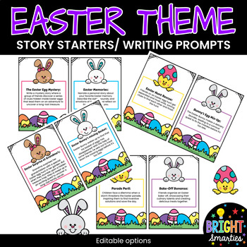 Preview of EASTER THEME Writing Prompts with Editable Options