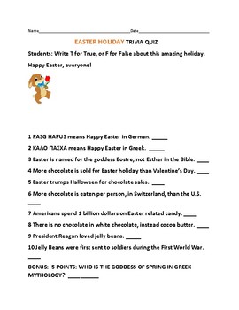 EASTER TRIVIA QUIZ: FOR STAFF & STUDENTS! by HOUSE OF KNOWLEDGE AND KINDNESS