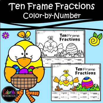 Preview of Ten Frame Fractions Color by Number Worksheets