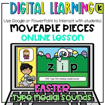 Preview of EASTER Theme MEDIAL Sound - Distance Learning Google Slides Digital +PPT
