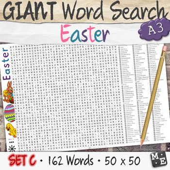 Preview of EASTER VOCABULARY GIANT Holiday Word Search Puzzle Poster Worksheets Set C