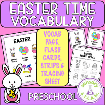 Preview of EASTER VOCABULARY WORD WALL AND FLASHCARDS *FREEBIE* | PRESCHOOL