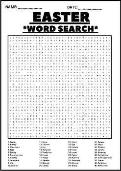 Preview of EASTER WORD SEARCH Puzzle Middle School Fun Activity Vocabulary