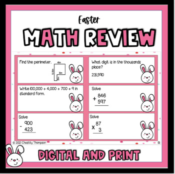 Preview of EASTER and SPRING_Math Review - 3rd and 4th grade- NO PREP