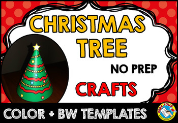 Preview of EASY CHRISTMAS TREE CRAFT CONE TEMPLATE DECEMBER ACTIVITY KINDERGARTEN 1ST GRADE